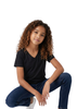 Camiseta infantil piel durazno cuello V
