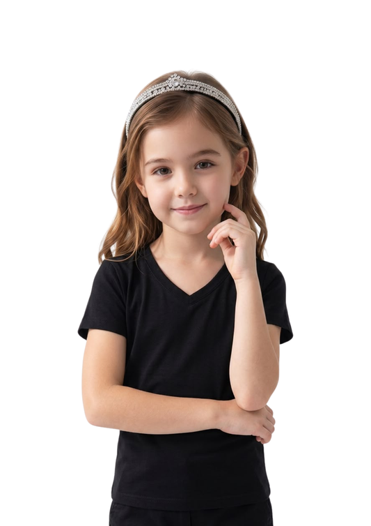Camiseta infantil piel durazno cuello V