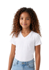 Camiseta infantil piel durazno cuello V
