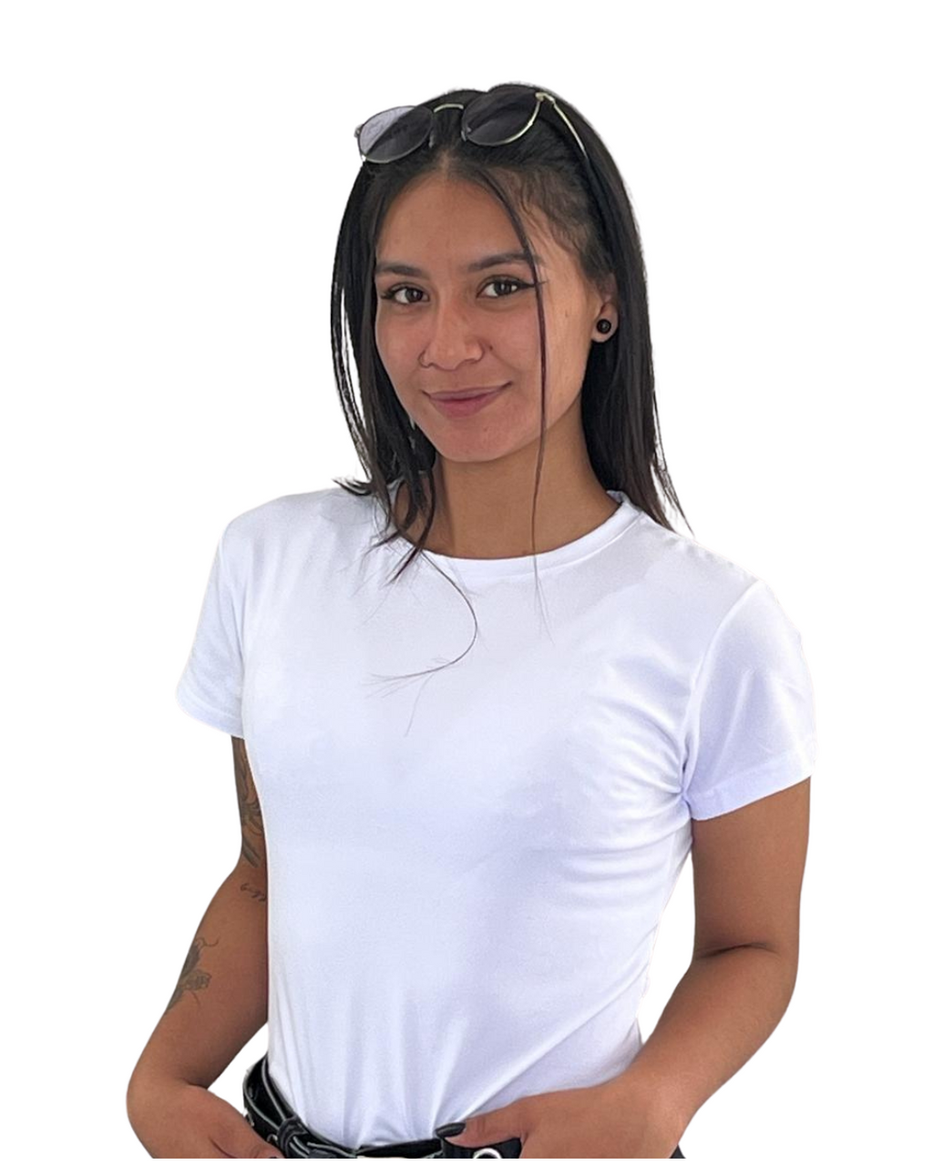 camiseta dama piel durazno cuello redondo Blanco