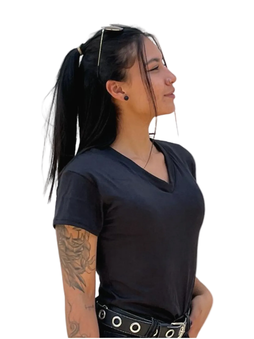 CAMISETA CUELLO V PIEL DURAZNO