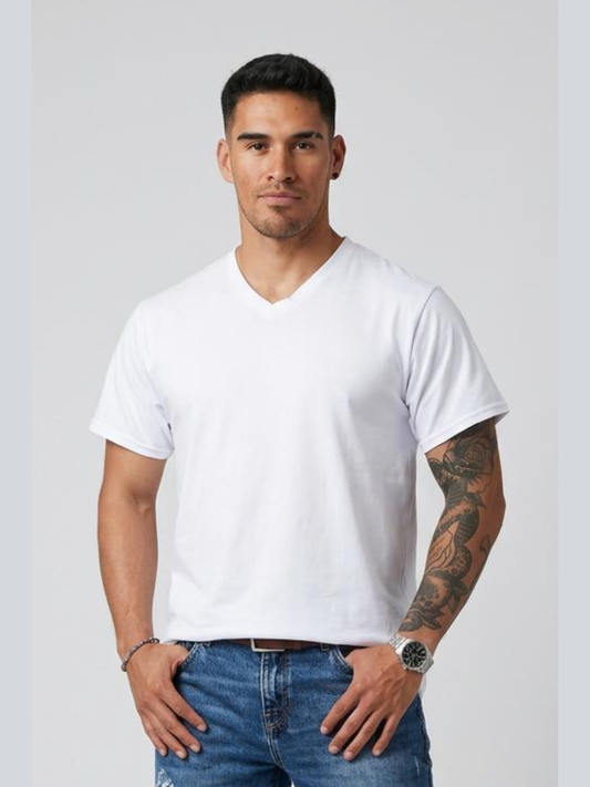 Camiseta V piel durazno