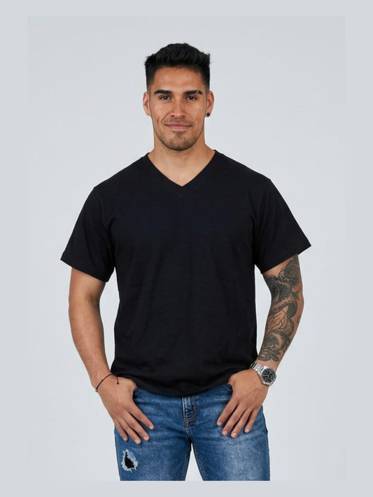 Camiseta V piel durazno